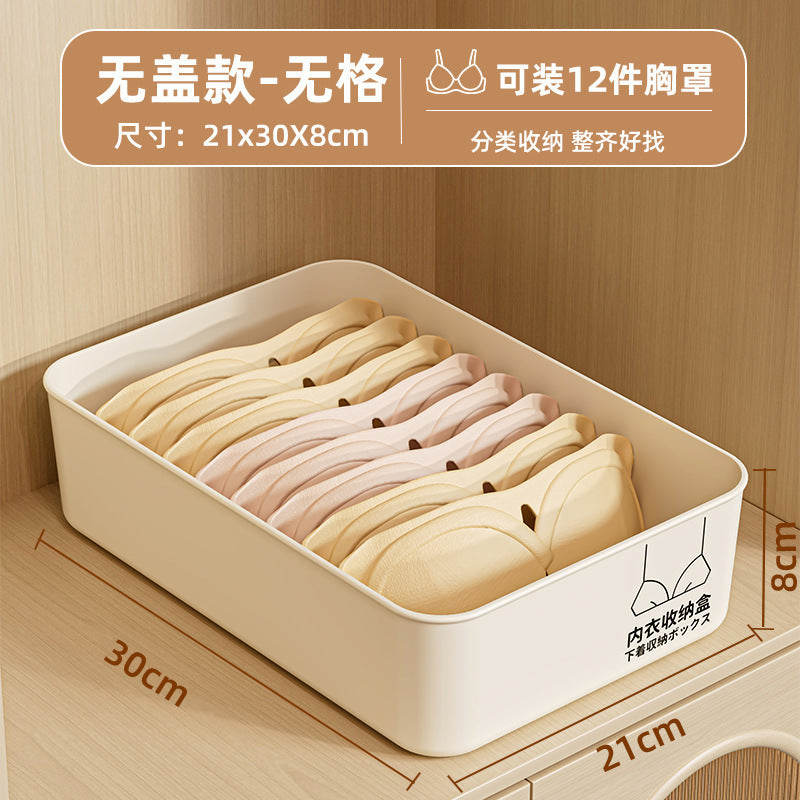 Underwear storage box - home organizer for socks, bras, and panties - 3-in-1 compartmentalized closet organizer with lid - dustproof