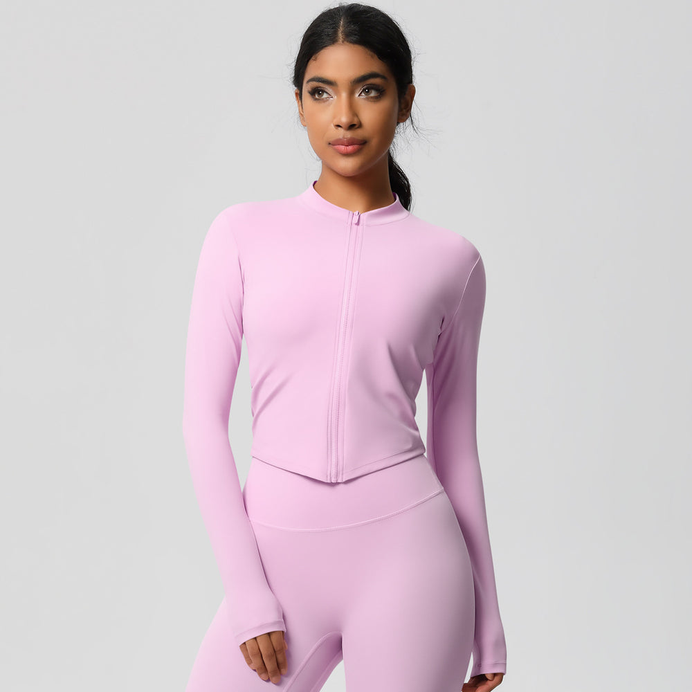 Naked-feel compression zip-up top - quick-dry yoga shirt, perfect for layering, casual wear, running, and fitness. customization available