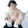 Baby clothes winter clothes thickened baby onesie outing clothes fleece-linedheattech cotton clothes outing khaki winter long crawl