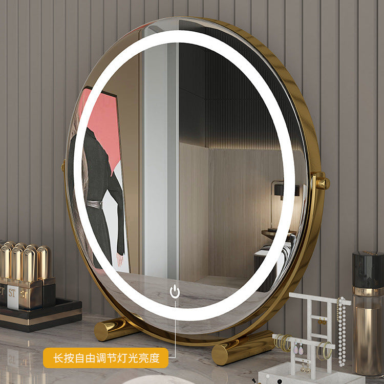 For home dressing table mirror can be rotated 360 degrees desktop makeup mirror with fill light dormitory light luxury led dressing mirror