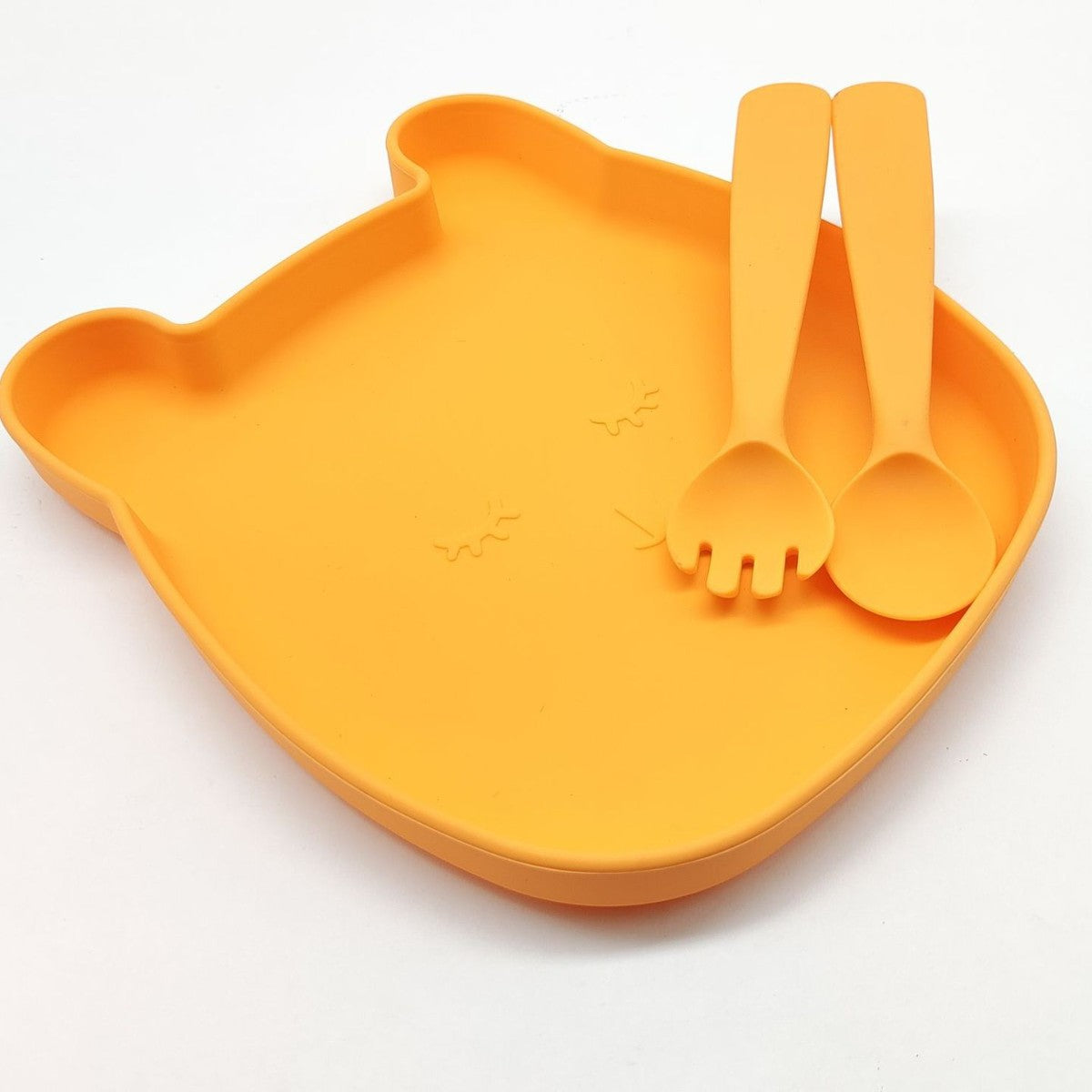 Cross-border food-grade silicone dinner plate, cartoon rabbit shape non-slip and anti-dirty, dinner plate fork and spoon set feeding tableware