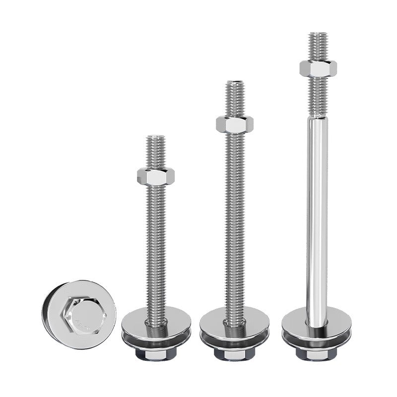 304 stainless steel outer hexagon through wall screws, nuts, full half teeth, full teeth, extended bolts, pair threading screw sets