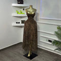 European and american cross-border women's fashion:  summer new sexy leopard print bandeau bodycon maxi slip dress