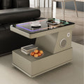 Italian normcore smart movable coffee table sofa side table small apartment living room side cabinet wireless charging corner table small trolley