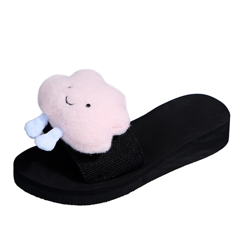 Plus size women's slippers for export, spring/summer 2024 new collection: elephant-themed chunky platform wedge slides, cartoon casual flip-flops