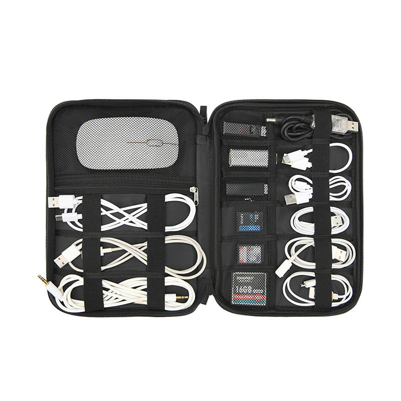 Portable digital accessories storage bag, large-capacity double-layer multi-function waterproof finishing bag box, data cable, earphone U disk.