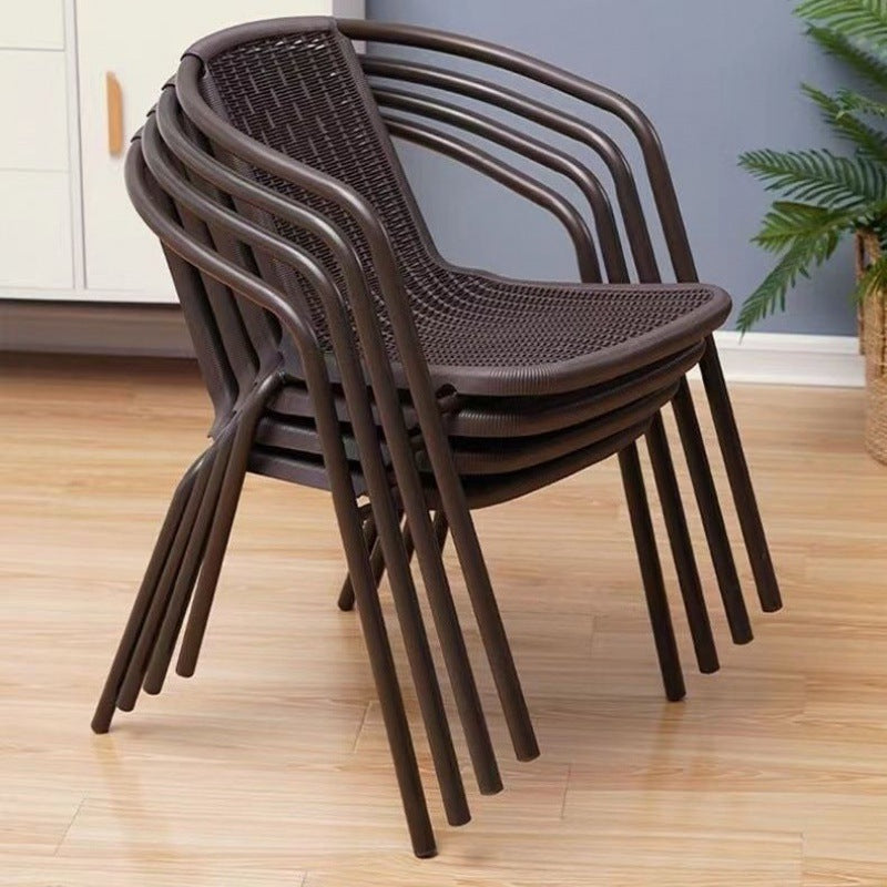 Rattan backrest chair for home chair plastic stool thickened backrest casual chair dormitory for home dining chair mahjong chair