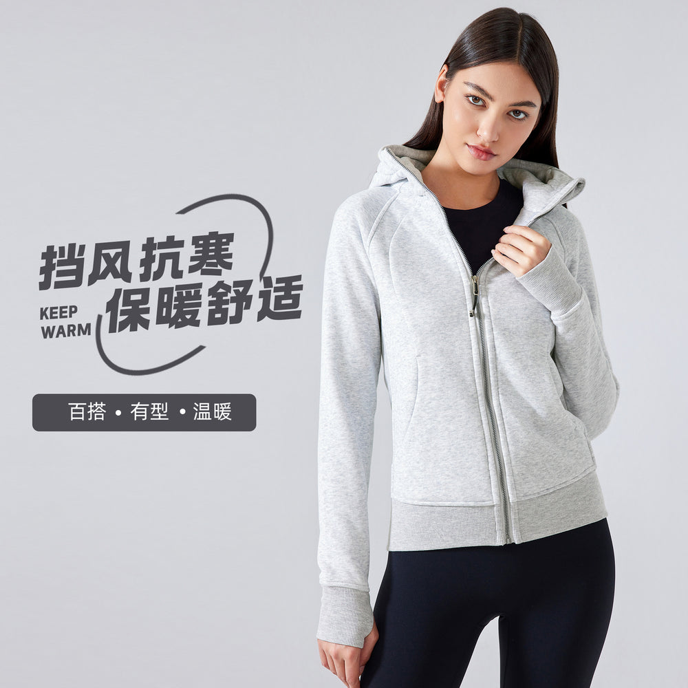 Sca new thickened warm hooded jacket women's outdoor fitness sweatshirt yoga jacket sports top dj028