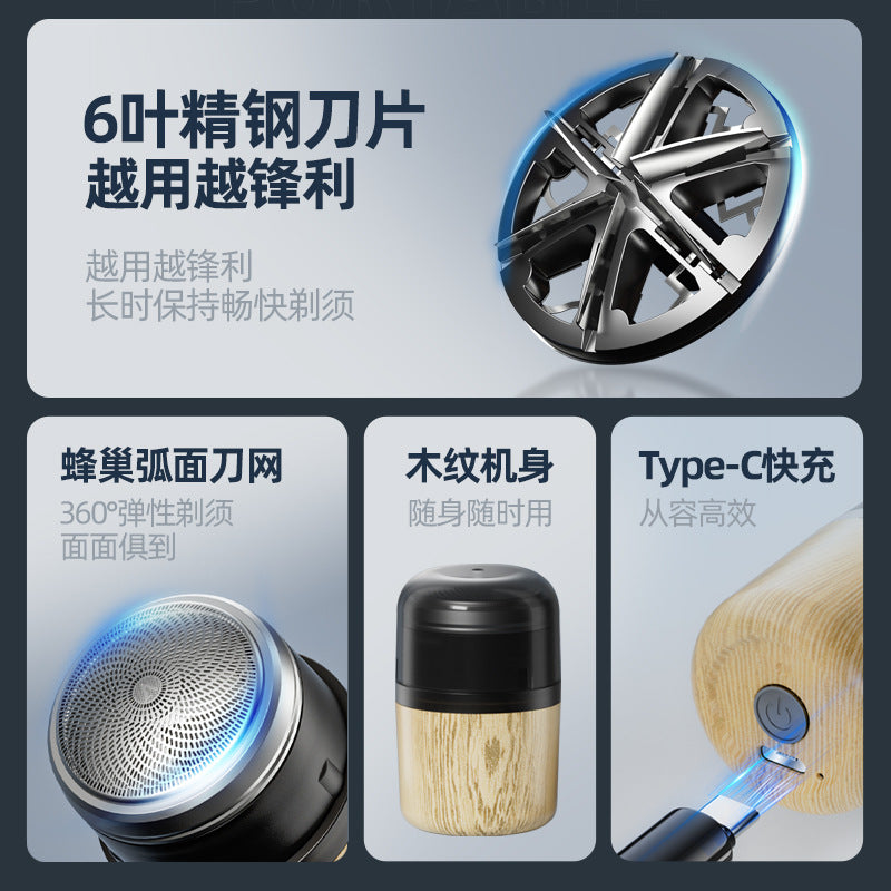 Custom mini electric shaver - portable home & travel razor for men - washable digital display beard trimmer