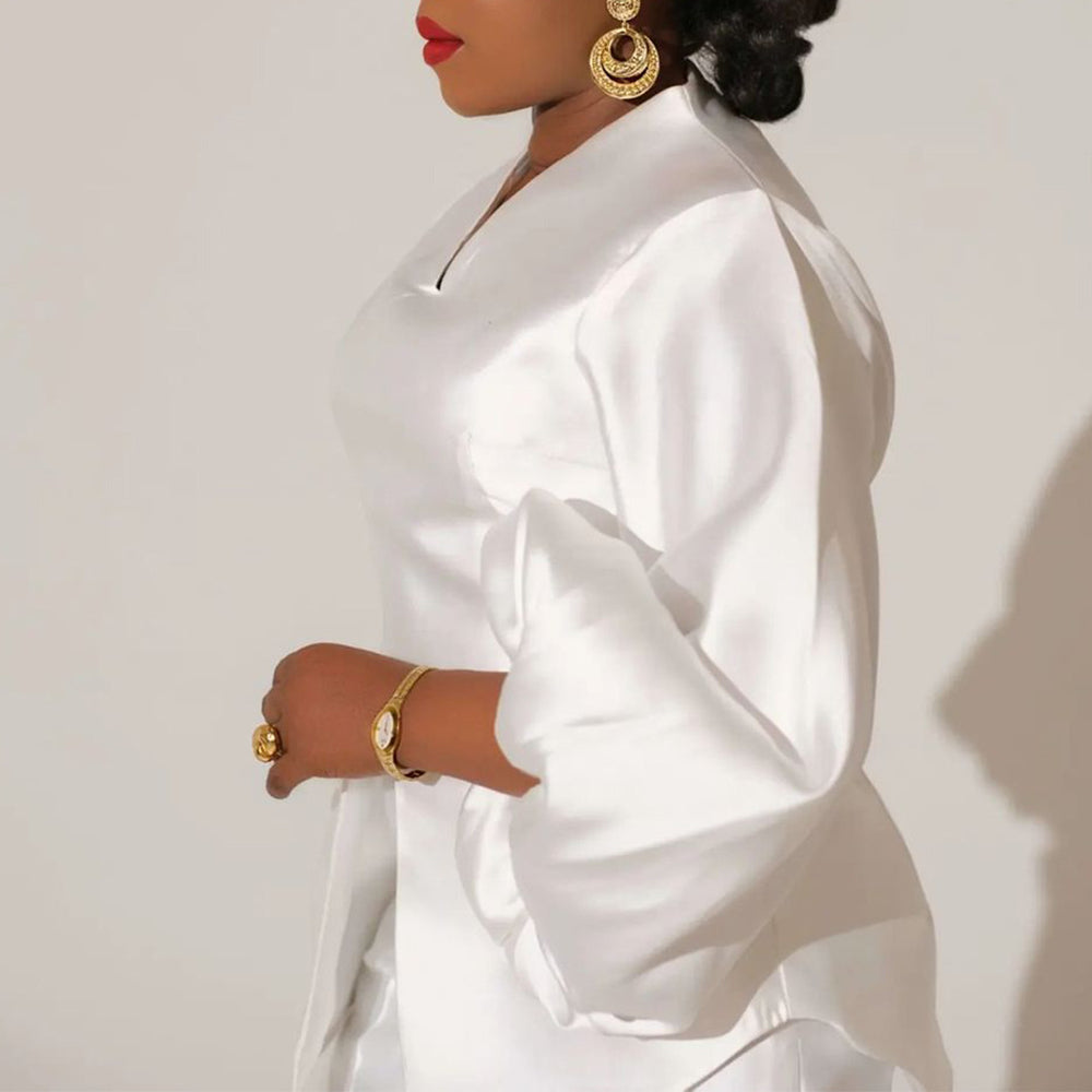 C8523 european and american fashion set  new arrival elegant solid color african plus size cross-border two-piece set