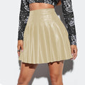 pu leather skirt for women, european and american plus size sexy mini pleated skirt, new  collection