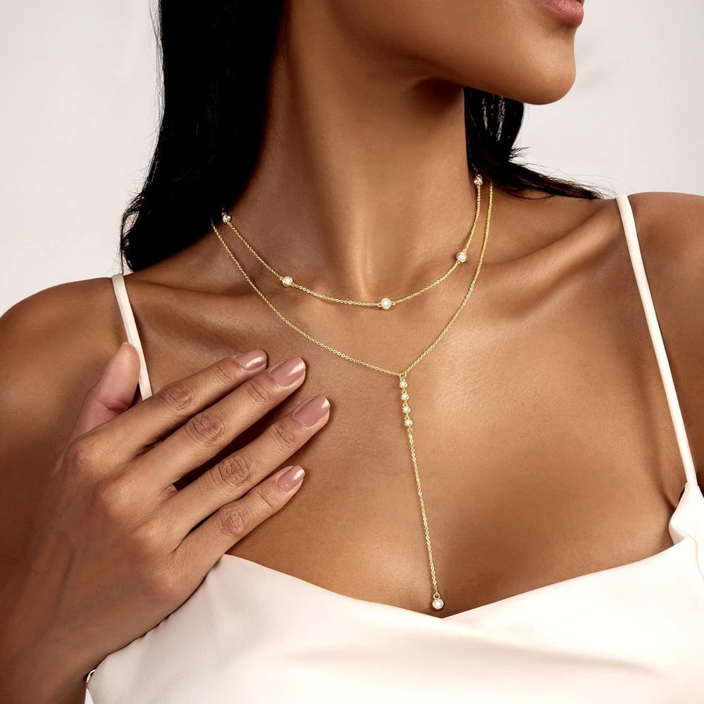 European and american amazon cross-border flower simple clavicle chain european and american diamond pendant-free adjustable necklace fashion accessories