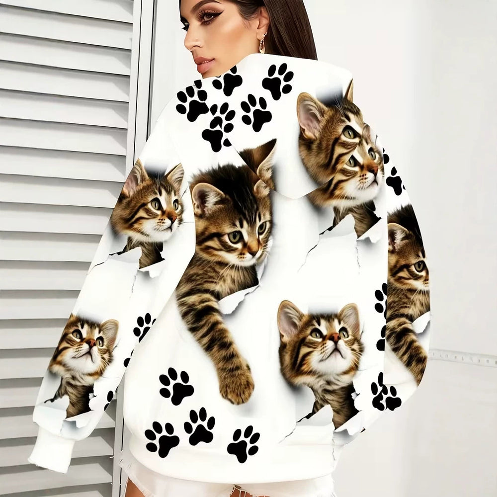 hot-selling plus-size women's zip-up hoodie, new casual long-sleeve hooded sweatshirt jacket, dropshipping available