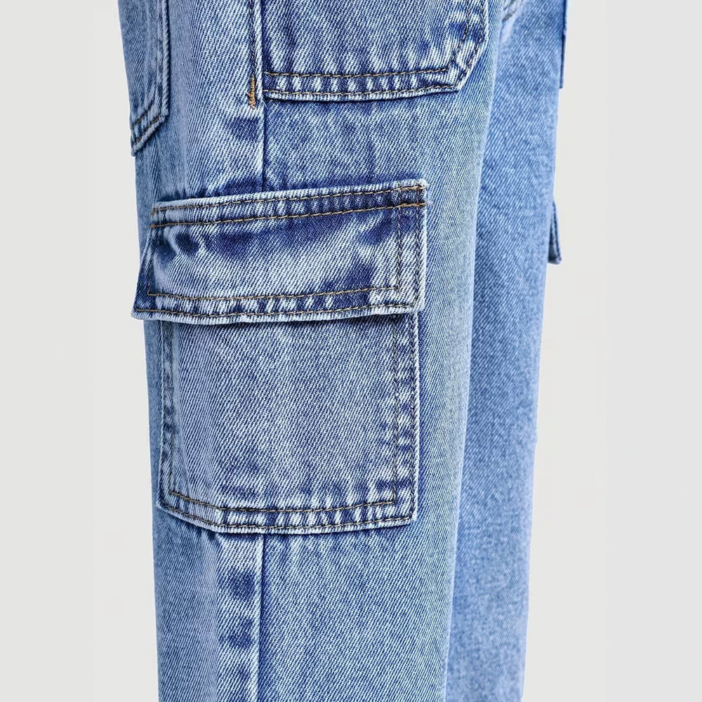 girls' spring/autumn denim pants: new styles for toddlers and young children, loose-fit casual straight-leg trousers, stylish and versatile wide-leg pants for kids