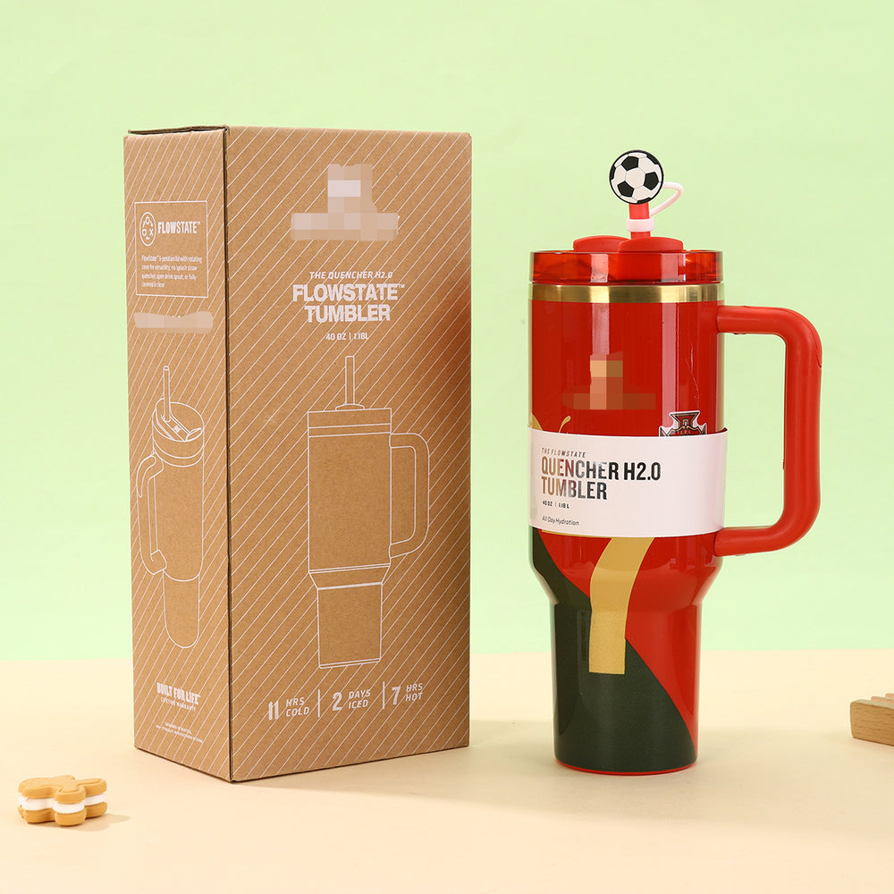new arrival football series ice cup stanley portable straw cup large capacity 304 stainless steel thermos cup