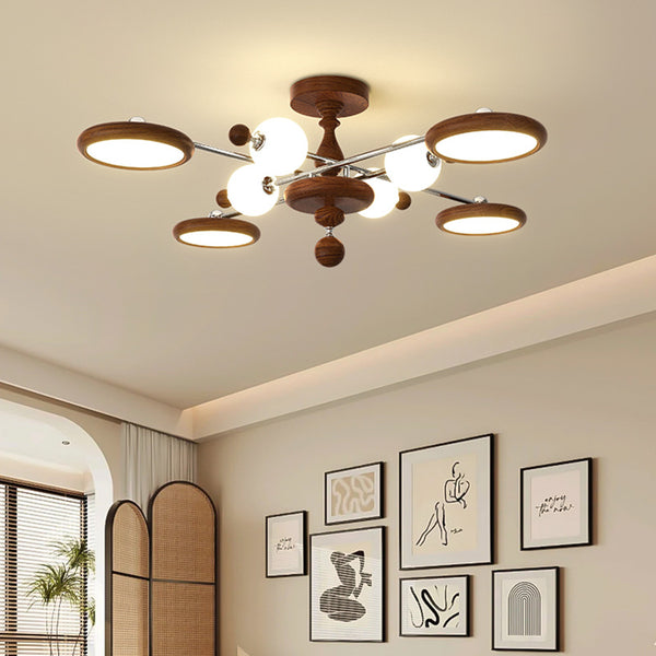 Medieval wabi-sabi wind frisbee living room main light walnut color retro atmosphere ceiling light design sense dining room bedroom light