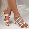 Plus sizeexportfashionfashion women's slippers outwear women's high-heeled slippers one-shaped square toe thin-heeled sandals women's slippers