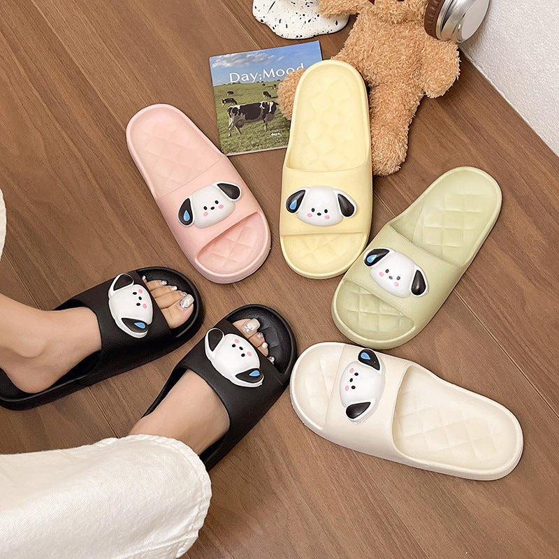 2024 new women's summer cartoon puppy slippers - super comfortable, thick-soled, one-strap casual beach slides