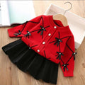Girls' knitted sweater set, kids' two-piece outfit,  new style baby girl bowknot cardigan set, ages 1-8