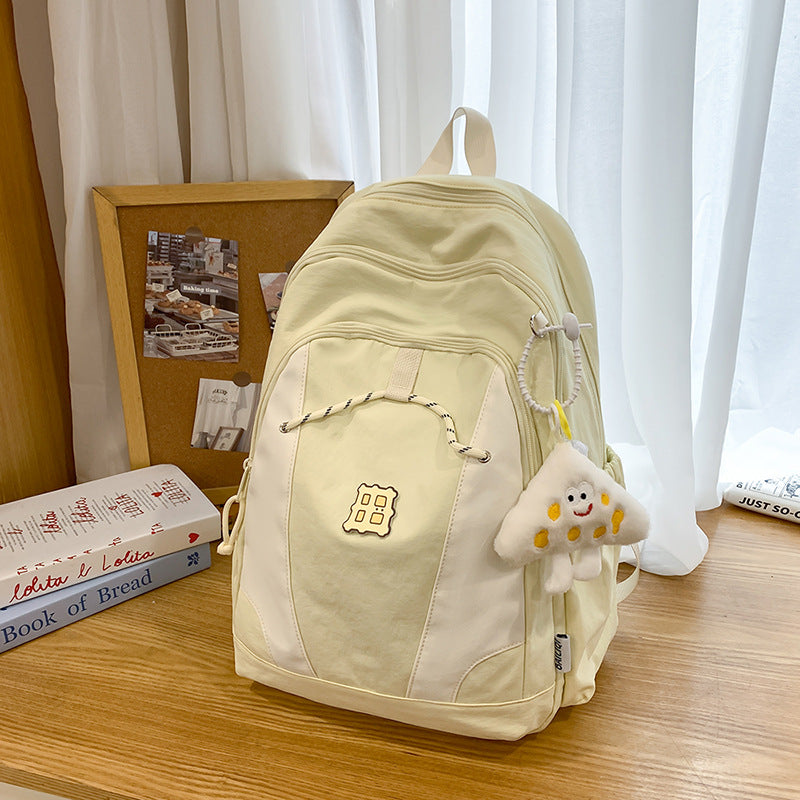 New plush charm backpack - cute japanese style, large capacity, lightweight school bag for middle school girls, plush double shoulder bag