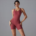 fashion butt lift high elastic tight fitness sports yoga wear cross back no embarrassing line shorts jumpsuit