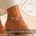 2025 new fashionable light luxury gold 26 letter alphabet gemstone heart anklet