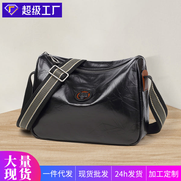 New shoulder bag men's leather casual multi-functional vertical casual messenger bag first layer cowhide large-capacity men's bag tide