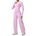 High-waisted, wide-leg, straight-leg pants with a cloud-like feel, quick-drying, zippered jacket, yoga outfit, outdoor casual running fitness sportswear set