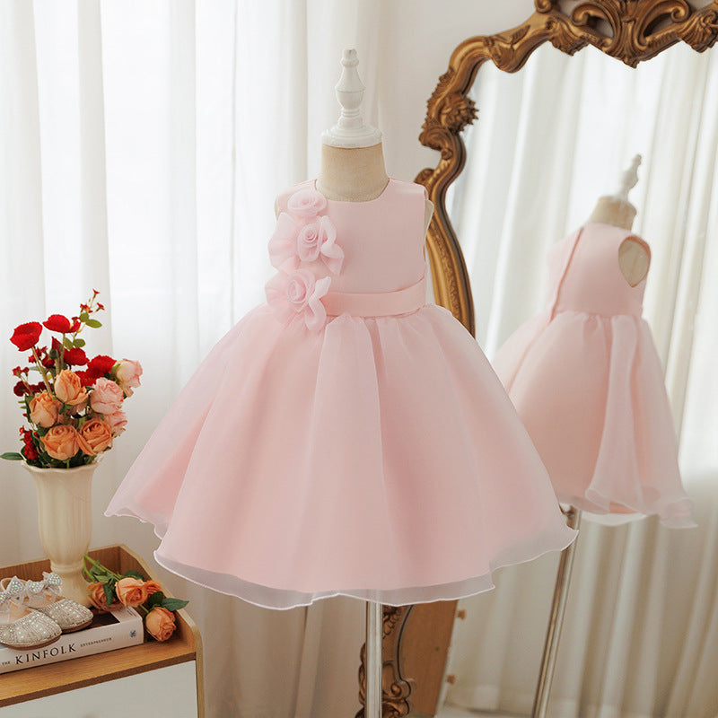 Girls' princess dress - baby birthday, first birthday, newborn, kids' dress - satin, high-end, sleeveless tank dress
