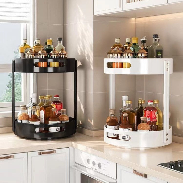 360-degree rotating spice rack - kitchen seasoning organizer, multi-functional condiment storage box and shelf