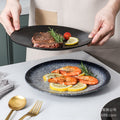Japanese ceramic striped plate - creative steak plate, pasta plate, retro sushi plate - restaurant commercial serving plate - wholesale
