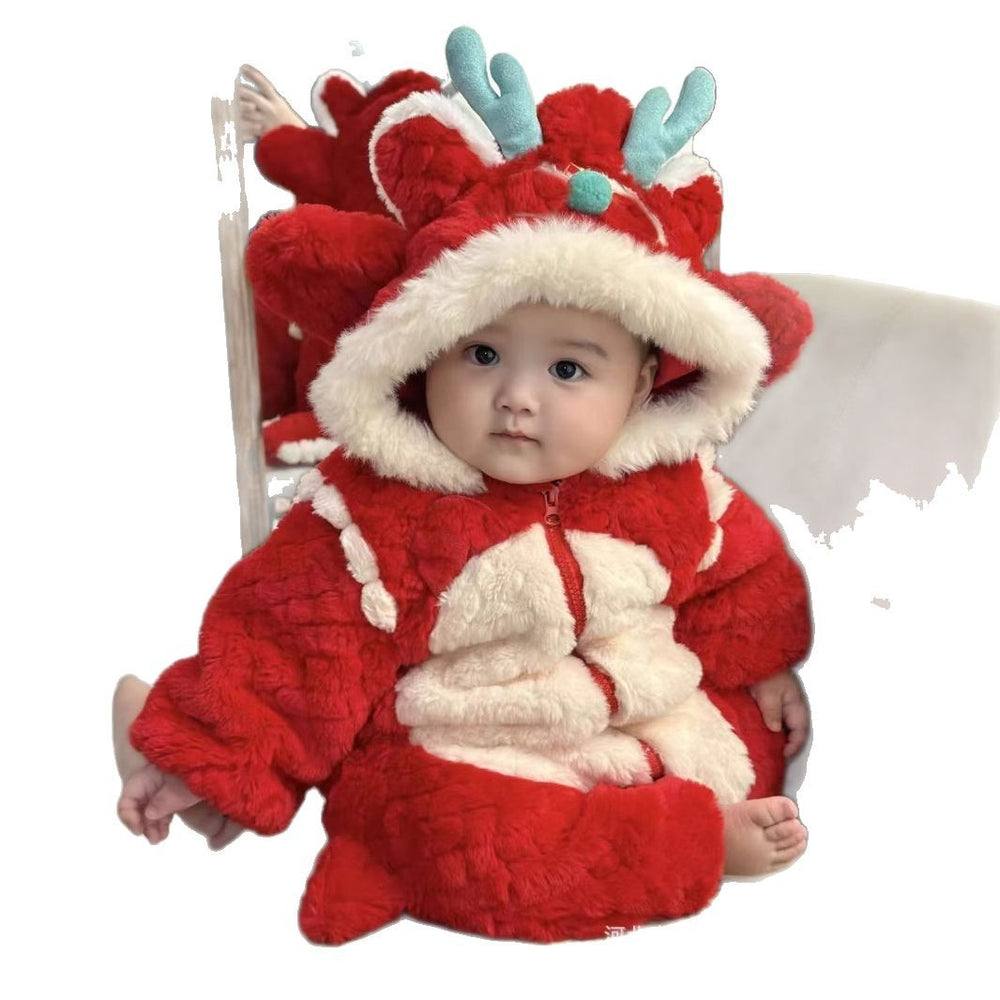 Baby girl's winter romper, newborn onesie, new winter style, thickened outdoor cotton-padded clothing, infant outfit