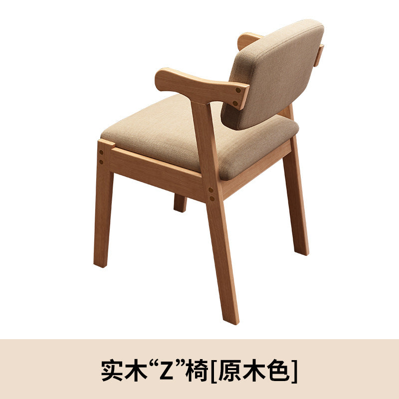 Solid wood dining chair for home desk chair oak study chair backrest stool modern casual restaurant ins style z-shaped chair