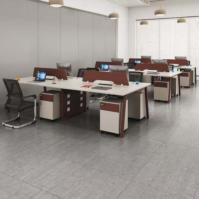 Minimalist modern screened desk with stool set - computer desk office furniture for employees and staff
