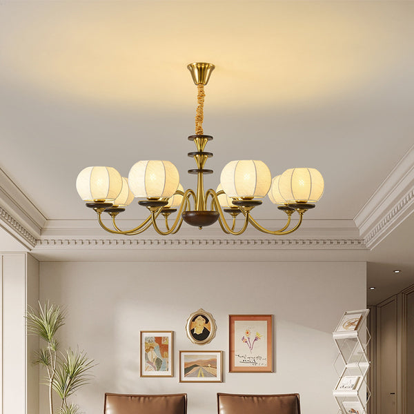 French medieval living room chandelier fabric pattern bedroom light American retro dining room light Nanyang wind walnut lamp
