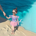 Baby girl swimsuit cute summer kids floral print swimwear toddler & child stylish open back quick-dry swimsuit