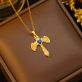 popular titanium steel wings cross necklace classyaccessible luxury pendant niche style design new arrivalsweater chain jewelry