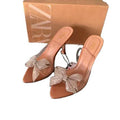 2024 new export square toe stiletto heel sandals with bow and rhinestone detail, plus size, open back, wholesale for women (wish)