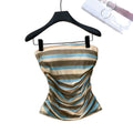 Sexystripeswork clothing style tube top women's summer pleated waist slim slimming lookshorttopshot girl style