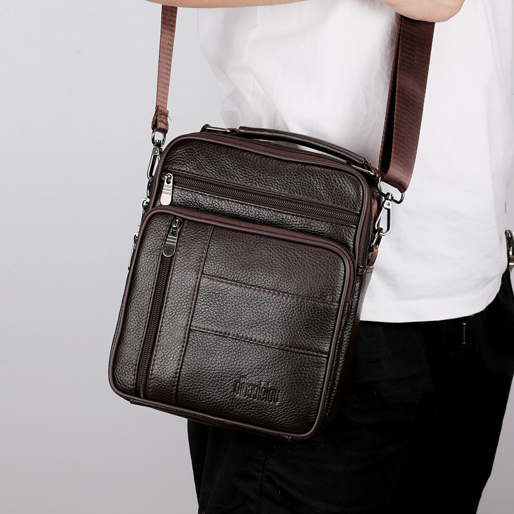Cross-border wholesale business, genuine leather men's bags, first-layer cowhide shoulder bags, multi-functional men's messenger bags, men's handbags.