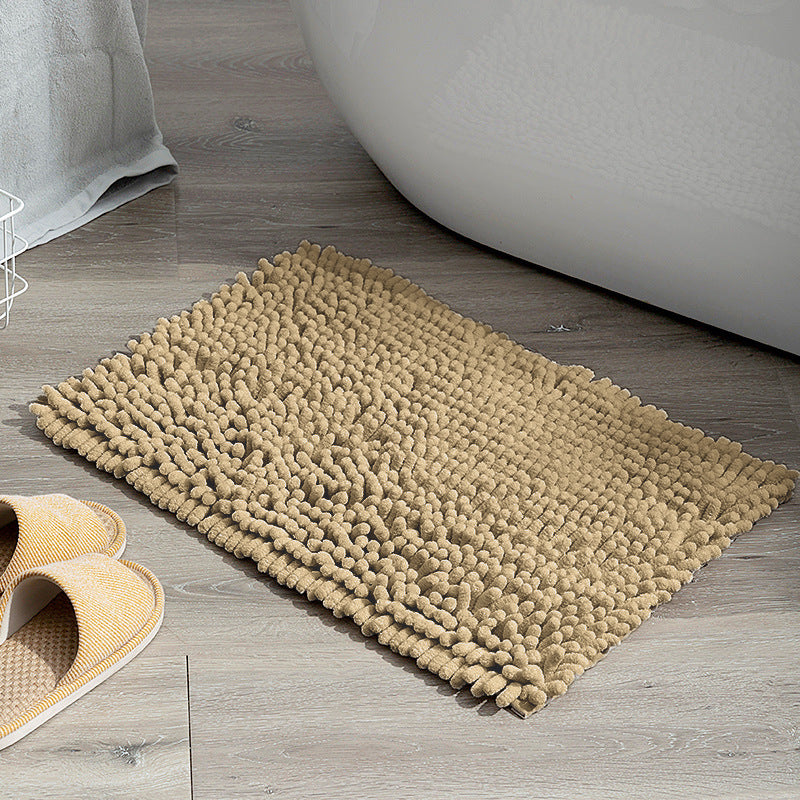 Solid color chenille floor mat thickened encryption non-slip absorbent coarse hair foot wipe mat bathroom bathroom soft carpet