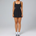 Fashion nude back sports dress women's fake two-piece set fashion tape golf flap pocket pants one-piece tennis skirt