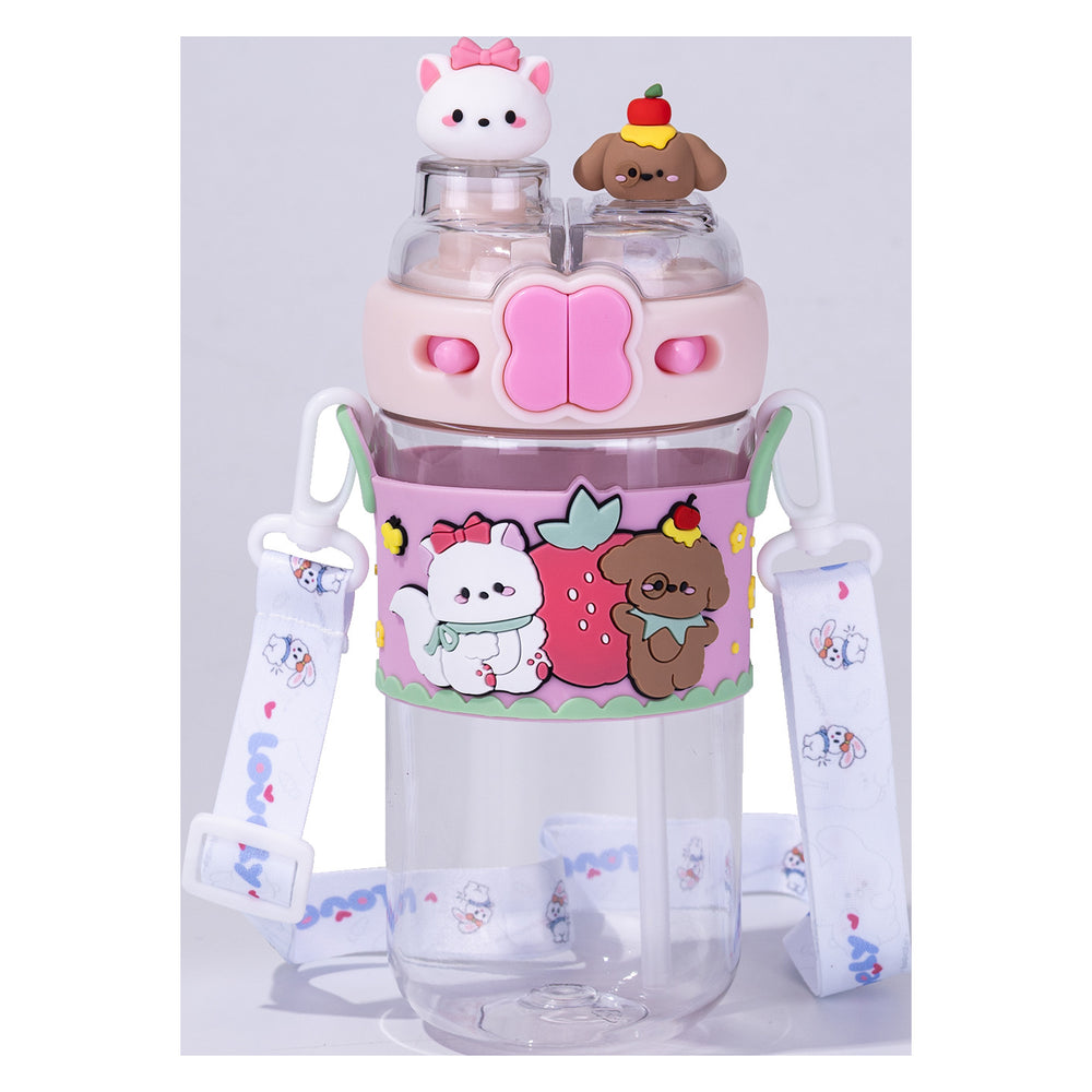 Cartoon water cup creative doll large capacity popular high-looking big belly cup student outdoor portable kids cup