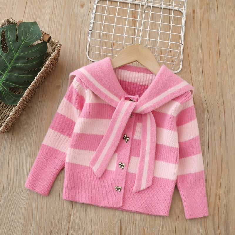 Girls' autumn/winter new jk uniform set , preppy style two-piece outfit, little girl's knit cardigan set
