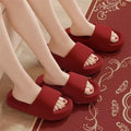 Accessible luxury shit-stepping sandals for women, wedding red, zodiac year, couple, wedding, home use, thick sole indoor slippers