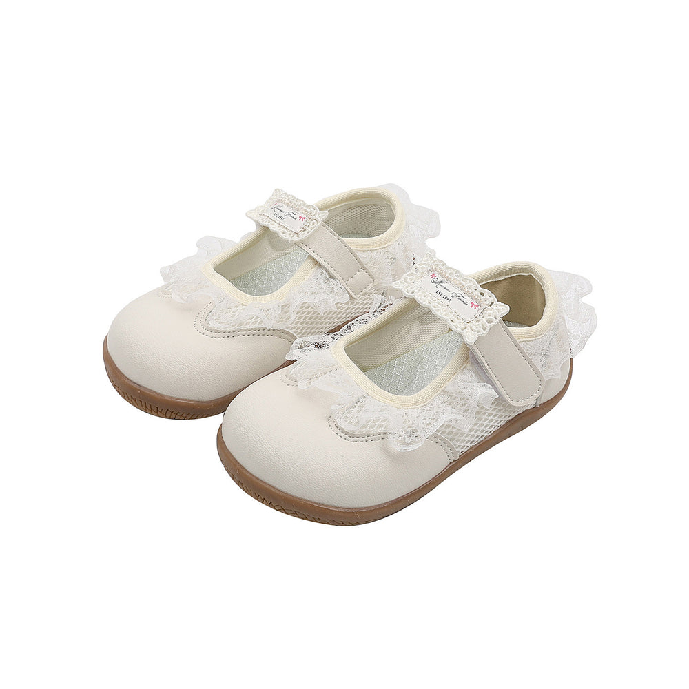 Vancahao girls' fashion lace-trimmed princess shoes, new korean style for spring/autumn , children's flats, single shoes