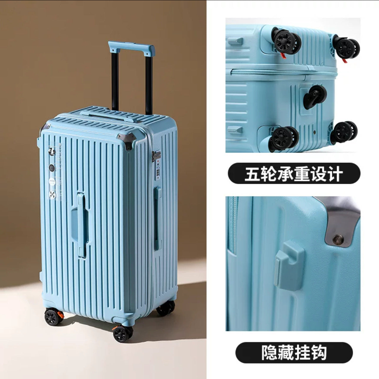 Luggage female student new five-wheel large capacity strong practical trolley case suitcase password case spot wholesale