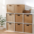 Imitation rattan woven storage basket plaid box foldablecasual dirty clothes storage basket square toy snack storage