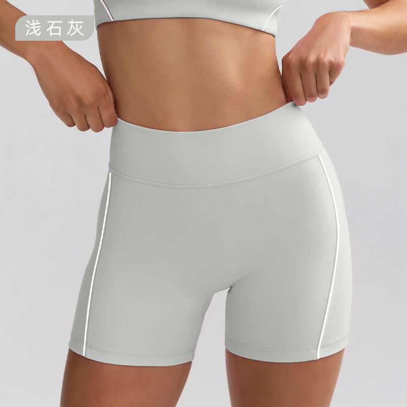 High-waisted, figure-hugging, color-blocked, cross-border camisole, shockproof, push-up, high-waisted, butt-lifting running and fitness shorts yoga set for women