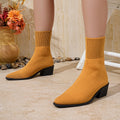 Exportplus sizefashion slim boots women's high heel short boots knittingfall and wintersingle boots thick heel square toe shoes women's boots